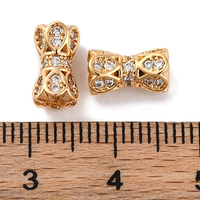 Brass Beads With Clear Cubic Zirconia KK-S403-09G-1