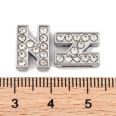 Alloy Initial Slide Charms with Grade A Rhinestones ALRI-R032-N-FF-1