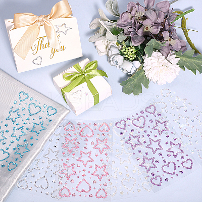 6Pcs 6 Colors Self Adhesive Acrylic Rhinestone Face Gems Stickers AJEW-HY0002-80-1