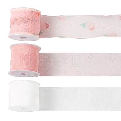 15 Yards 3 Styles Flat Organza Ribbons OCOR-TA0001-58A-1