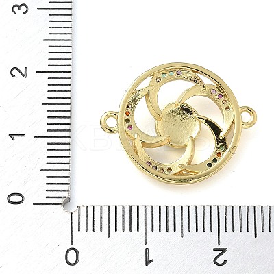 Rack Plating Brass Colorful Cubic Zirconia Vortex Connector Charms KK-K392-08G-01-1