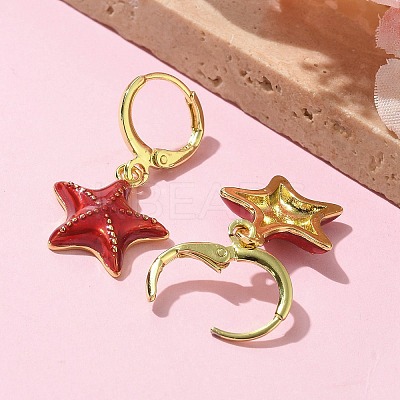 Brass Enamel Leverback Earrings for Women EJEW-U032-02G-1