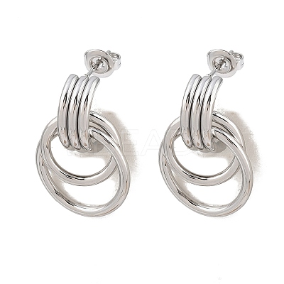 304 Stainless Steel Twist Ring Stud Earrings EJEW-P324-06P-1