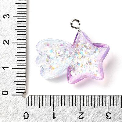 Transparent Resin Pendants RESI-H036-01B-1