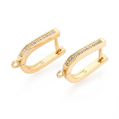 Brass Micro Pave Clear Cubic Zirconia Hoop Earring Findings KK-N263-129G-1
