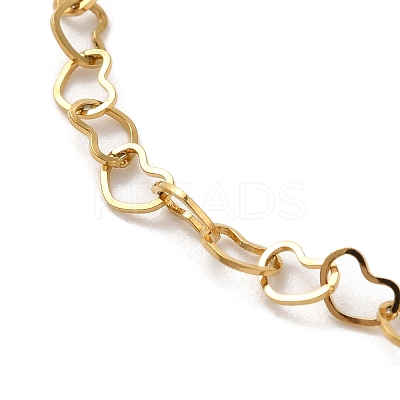 Ion Plating(IP) 304 Stainless Steel Heart Link Chain Bracelets BJEW-L673-026G-1