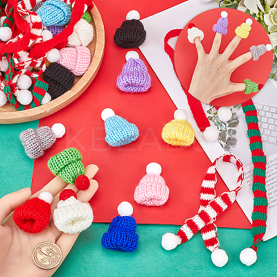 Woolen Crochet Mini Hat with Pom Pom Ball AJEW-GF0009-37-1