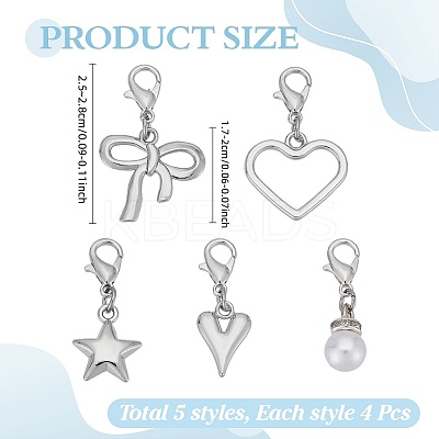 20Pcs 5 Styles Alloy Shoe Charms HJEW-WR00011-1