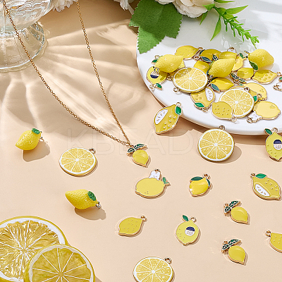 40Pcs 8 Styles Alloy Enamel and Resin Pendants ENAM-ME0001-56-1