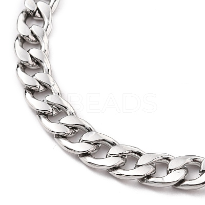 Tarnish Resistant Women' s Fashionable 304 Stainless Steel Cuban Link Chain Bracelets BJEW-JB05657-01-1