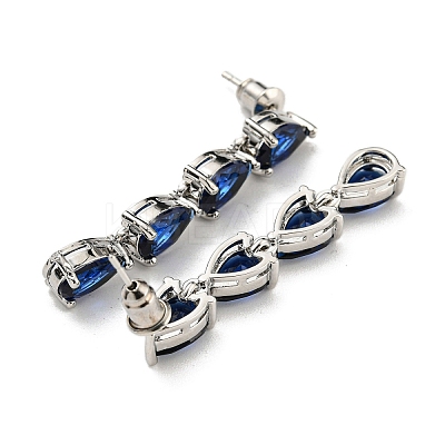 Rack Plating Platinum Tone Brass Glass Studs Earrings for Women EJEW-H310-01P-02-1