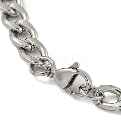 Non-Tarnish 304 Stainless Steel Curb Chain ID Bracelets for Women LS-BJEW-U003-03P-1