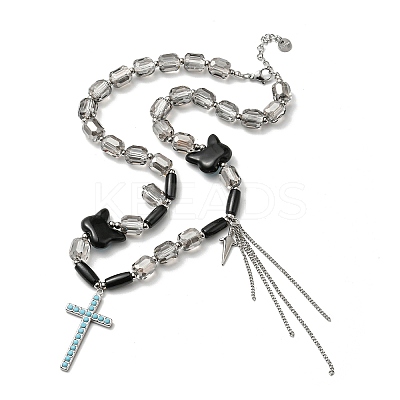 Glass Beaded Necklaces NJEW-K259-04-1