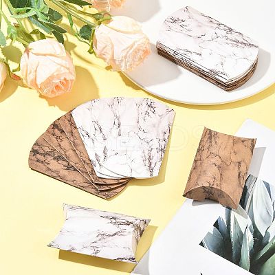 30Pcs 2 Styles Marble Printed Paper Pillow Gift Boxes CON-FS0001-21A-1