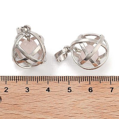 Natural Rose Quartz Round Ball Pendants G-Q163-05P-08-1