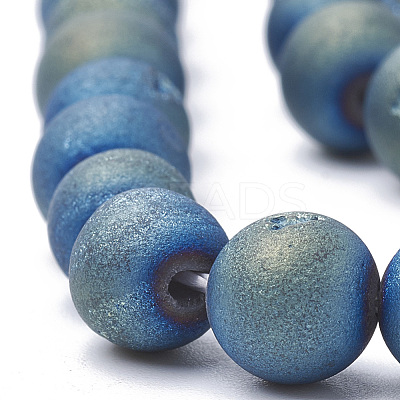 Electroplate Natural Druzy Geode Weathered Agate Beads Strands G-S284-10mm-03-1