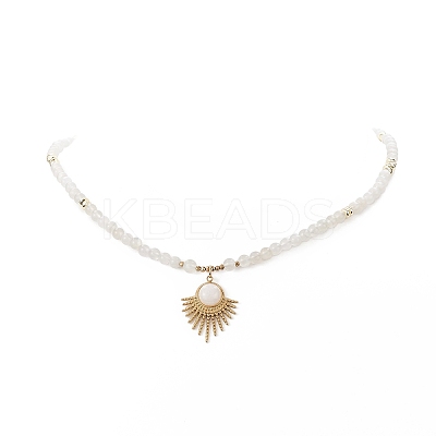 Natural White Moonstone Beaded Necklaces NJEW-JN04226-03-1