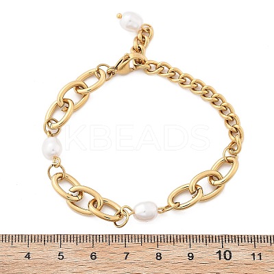 304 Stainless Steel Cable & Cuban Link Chain Bracelets for Women BJEW-C089-07G-1