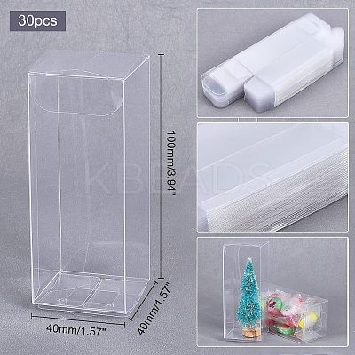 30Pcs Rectangle Transparent Plastic PVC Box Gift Packaging CON-NB0001-85A-1