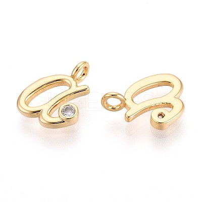Brass Micro Pave Cubic Zirconia Charms KK-N263-97G-A-1