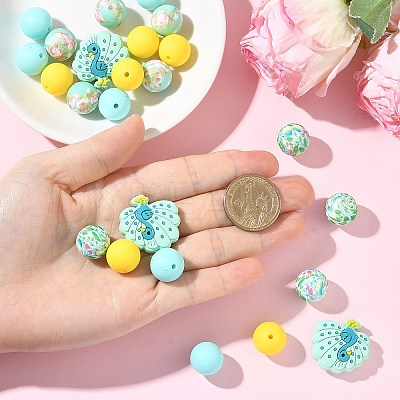 25Pcs 5 Styles Food Grade Eco-Friendly Silicone Focal Beads SIL-YW0001-96-1