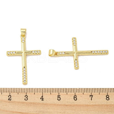 Rack Plating Brass Micro Pave Cubic Zirconia Pendants KK-F869-07G-1