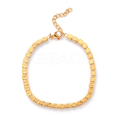 304 Stainless Steel Rhinestone Strass Chain Bracelets STAS-B021-14-1
