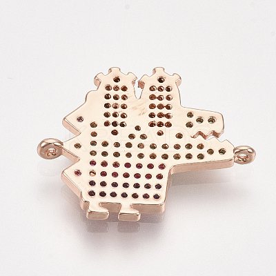 Brass Micro Pave Cubic Zirconia Links ZIRC-T006-64RG-1