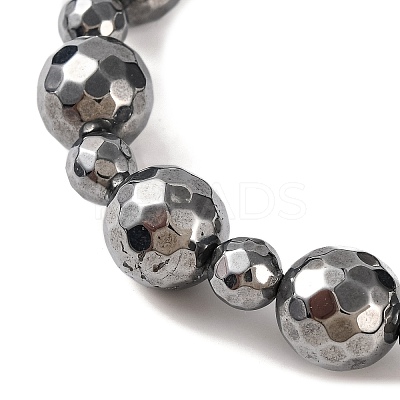 Faceted Round Terahertz Stone Beaded Stretch Bracelets for Women Men BJEW-H590-02-1