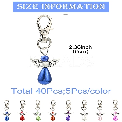 40Pcs 8 Colors Angel Plastic Pearl Pendant Decoration HJEW-CJ00062-1