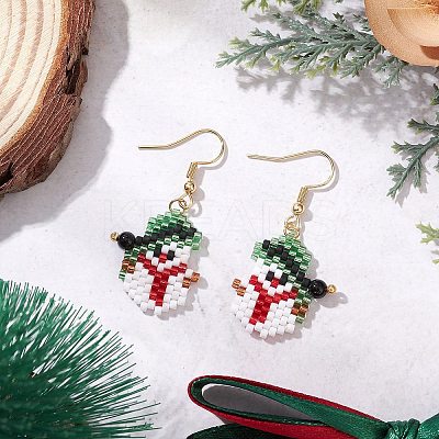 304 Stainless Steel Glass Christmas Theme Dangle Earrings EJEW-MZ00527-03-1