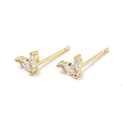 Cubic Zirconia Oval Stud Earrings EJEW-G297-13G-01-1