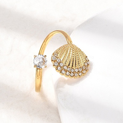 304 Stainless Steel Micro Pave Cubic Zirconia Cuff Open Rings RJEW-Z130-01G-03-1