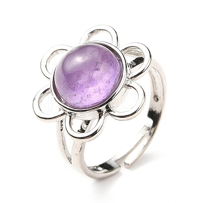 Natural Amethyst Adjustable Rings RJEW-P043-01P-16-1