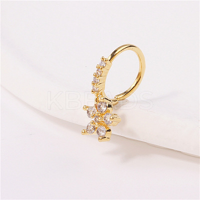Brass Micro Pave Clear Cubic Zirconia Dangle Hoop Nose Rings FS-WG904D6-06-1