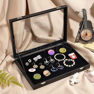 PU Presentation Clear Glass Lid Boxes CON-WH0086-023-1