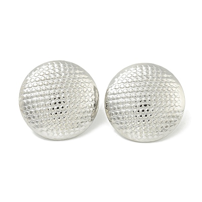 Non-Tarnish Flat Round 304 Stainless Steel Stud Earrings for Women EJEW-G400-34P-1