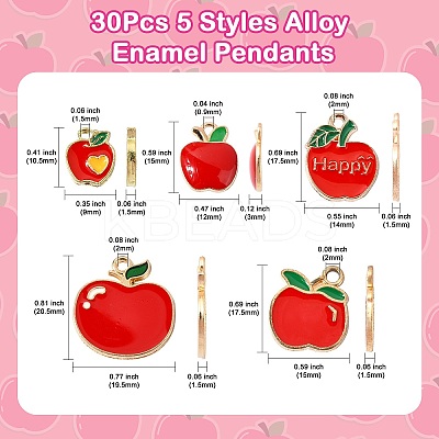 30Pcs 5 Styles Alloy Enamel Pendants ENAM-CJ0006-39-1