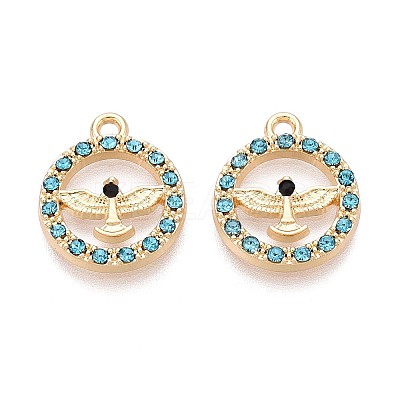 Rack Plating Alloy Rhinestone Pendants PALLOY-T091-22C-G-1