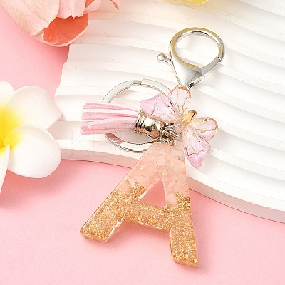 Resin & Acrylic & Faux Suede Tassel Keychain KEYC-YW00123-01-1