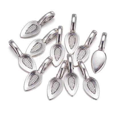 Tibetan Style Alloy Glue-on Flat Pad Bails X-AB3348Y-1