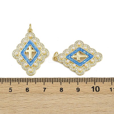 Brass Micro Pave Cubic Zirconia Enamel Pendants KK-L249-05G-1