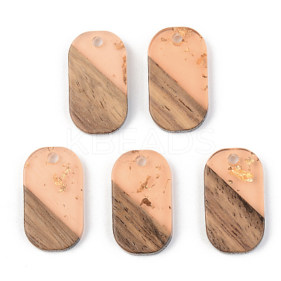 Transparent Resin & Walnut Wood Pendants RESI-S389-023A-B04-1