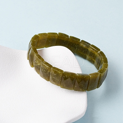 Rectangle Natural Lemon Jade Beads Stretch Bracelets for Women Men BJEW-Z149-01H-1