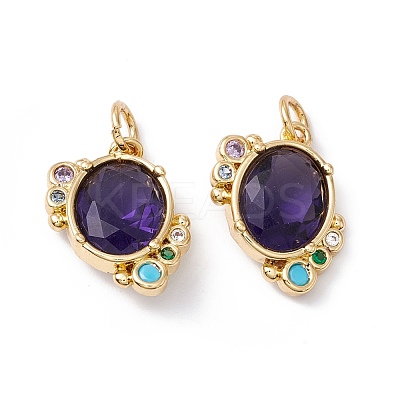 Rack Plating Brass Micro Pave Cubic Zirconia Pendants ZIRC-C040-10G-1