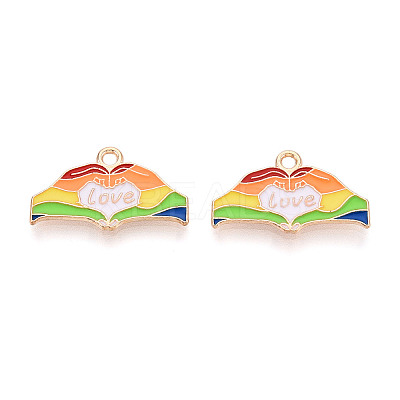 Rainbow Color Pride Alloy Enamel Pendants ENAM-K067-17-1