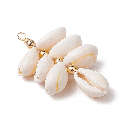 Natural Cowrie Shell Color-Changing Cluster Pendants PALLOY-JF03560-01-1