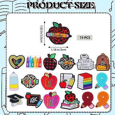 19Pcs 19 Styles Learning Theme Food Grade Eco-Friendly Silicone Focal Beads SIL-SZ0001-35-1