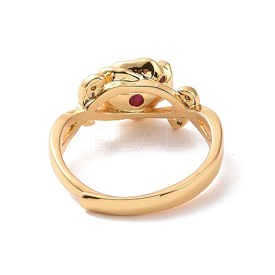Cerise Cubic Zirconia Rose of Life Adjustable Ring RJEW-P035-06G-1