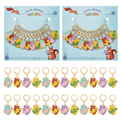 Alloy Enamel Bear Playing Guitar Pendant Locking Stitch Markers HJEW-AB00026-1